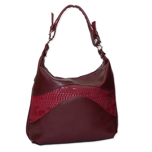 Дамска кожена чанта бордо