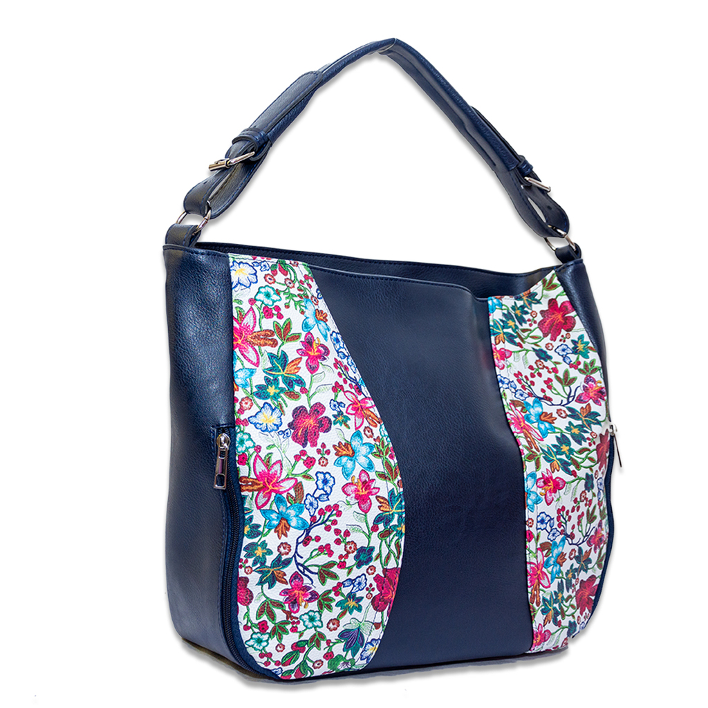 Дамска Чанта Синя-Цветя [1]