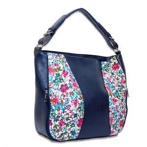 Дамска Чанта Синя-Цветя